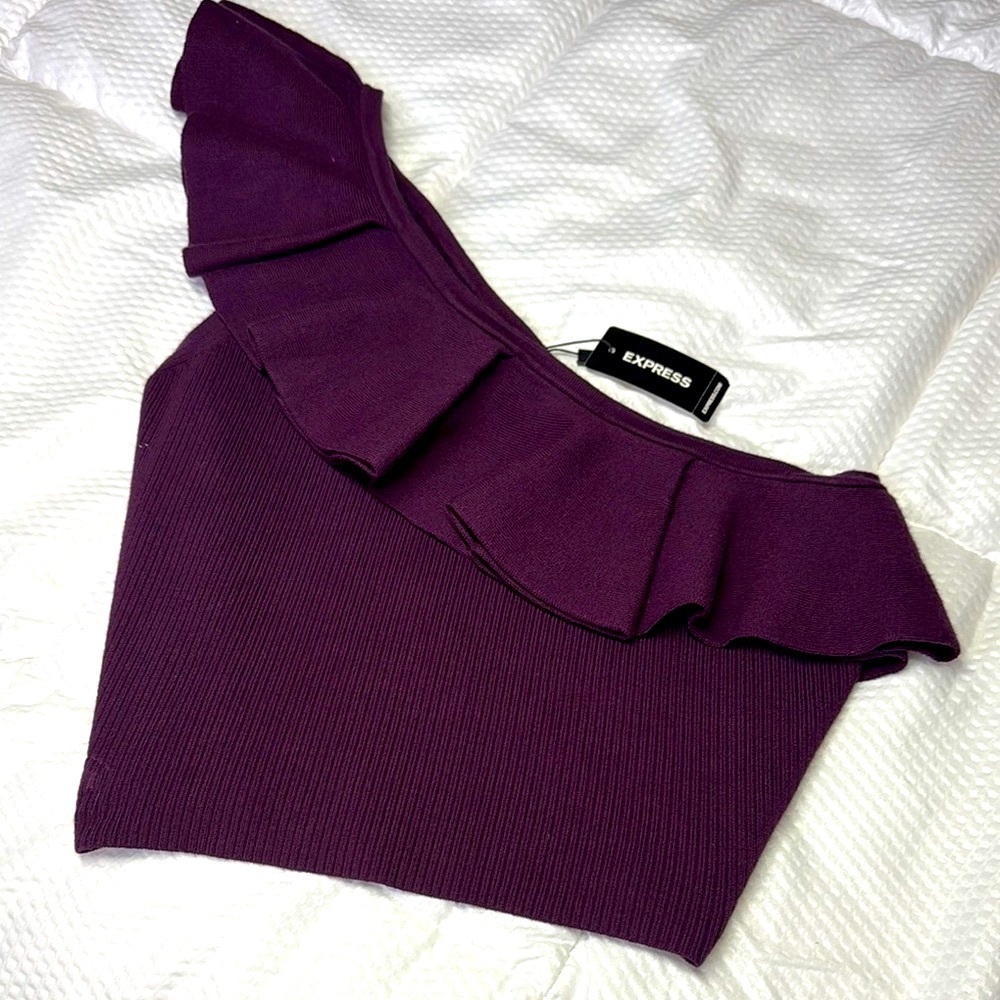Express Women's Purple One-Shoulder Top